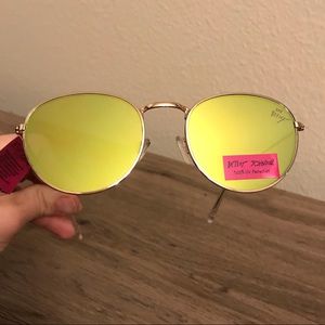 Betsey Johnson Yellow & Gold Aviator Sunglasses
